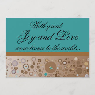 Teal and Brown Circles Boy Birth Announcement