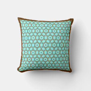teal and brown modern  pillow