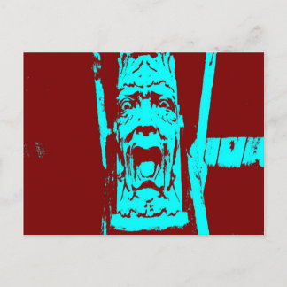 Teal and Burgundy Funny Face Postcard