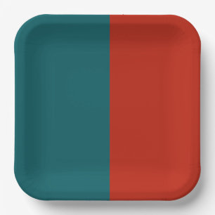 Teal And Burnt Orange  Paper Plate