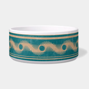 Teal and Caramel Spiral Geometric Striped Pattern