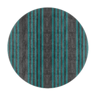 Teal and charcoal five stripe pattern cutting board