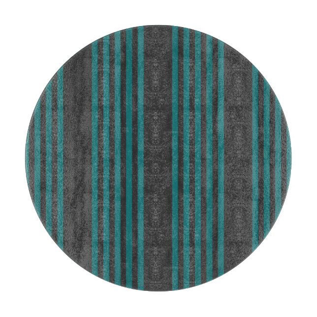 Teal and charcoal five stripe pattern cutting board (Front)