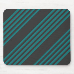 Teal and charcoal five stripe pattern mouse pad