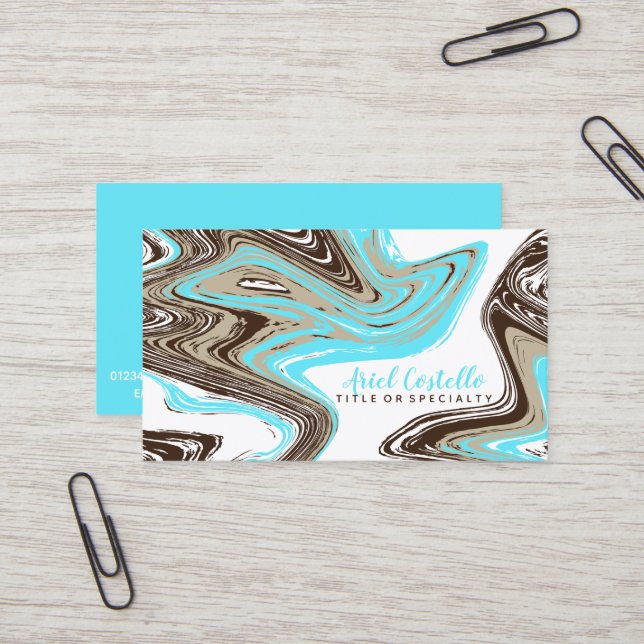 teal and chocolate strokes business card (Front/Back In Situ)