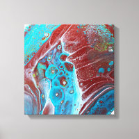 Teal and Copper Acrylic Pour Art