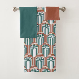 Teal and Copper  Bath Towel Set