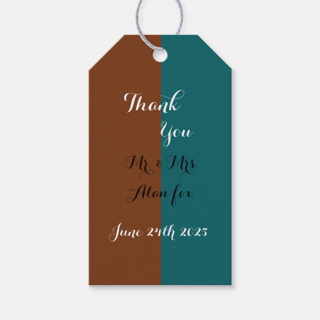 Teal And Copper Gift Tags (Front)