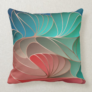 Teal and Coral New Art Nouveau Cushion