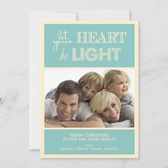 Teal and Cream Holiday Photo Card (Front)