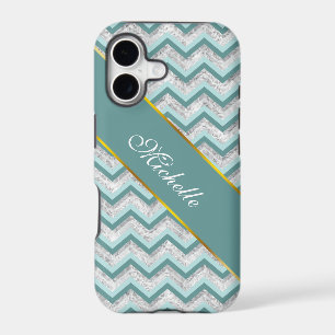 Teal and Crystal Zigzag Pattern