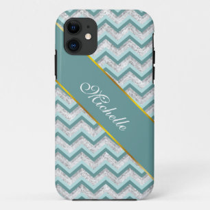 Teal and Crystal Zigzag Pattern Case-Mate iPhone Case