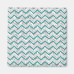 Teal and Crystal Zigzag Pattern Magnet