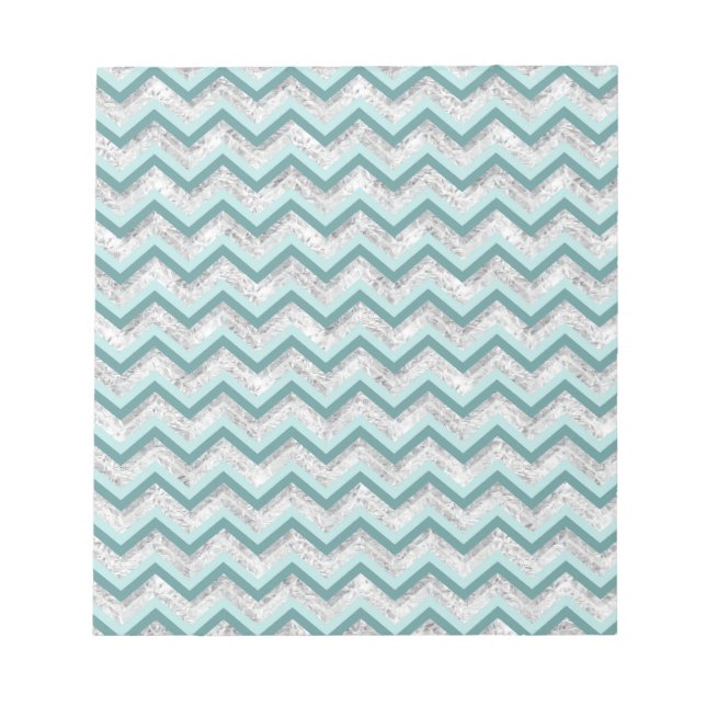 Teal and Crystal Zigzag Pattern Notepad (Front)