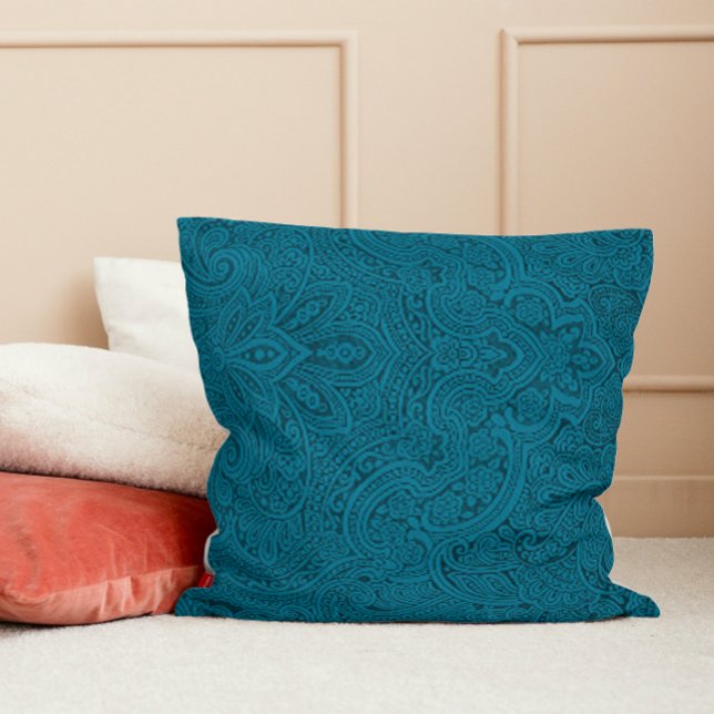 Teal and dark blue paisley cushion (Creator Uploaded)