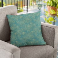 Teal and gold abstract modern floral pattern chic