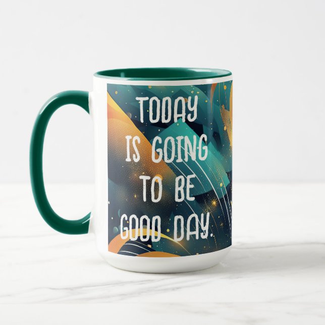 Teal and Gold Abstract with Quote Mug (Left)