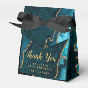 Teal and Gold Agate Birthday Thank You Favour Box