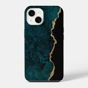 Teal and Gold Agate iPhone 14 Case