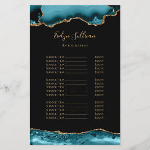 Teal and gold agate price list flyer