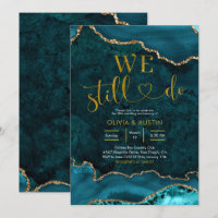 Teal and gold Agate Wedding Anniversary