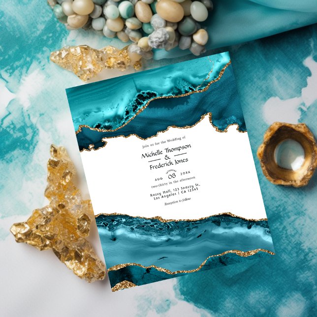 Teal and Gold Agate Wedding Flyer (Creator Uploaded)