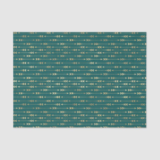 Teal and Gold Arrows Tissue Paper (Front)
