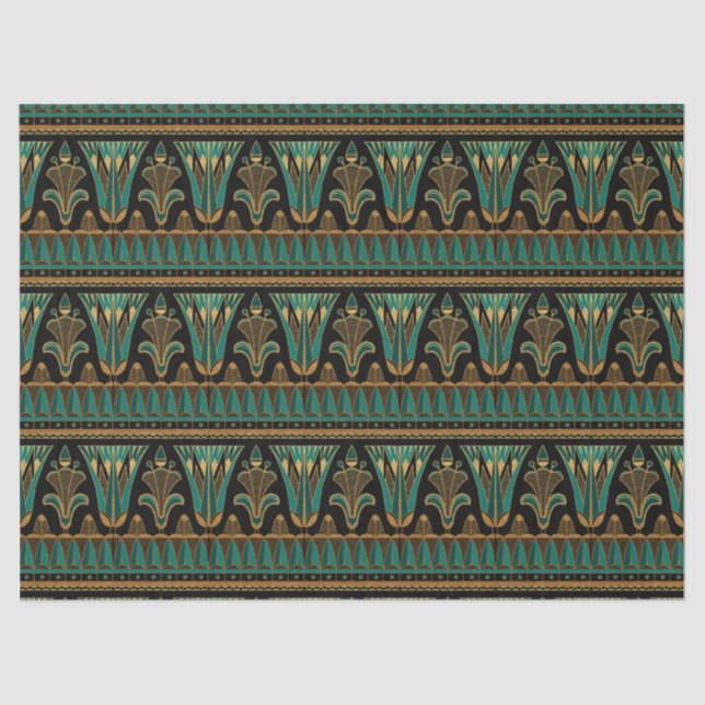 Teal and Gold Art Deco Decoupage Tissue Paper (Front)