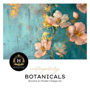 Teal and Gold Blush Floral Tissue Paper 