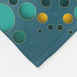 Teal And Gold Bubbles Abstract Fleece Blanket