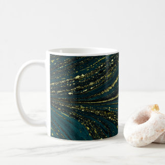 Teal and Gold Coils Abstract Luxury Modern Coffee Mug