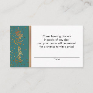 Teal and Gold Confetti Diaper Raffle Ticket Cards