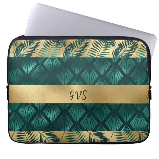 Teal and Gold Design Tote Laptop Sleeve (Front)