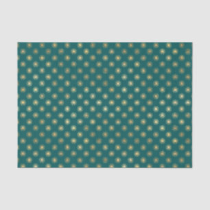Teal and Gold Foil Star Pattern Tissue Paper