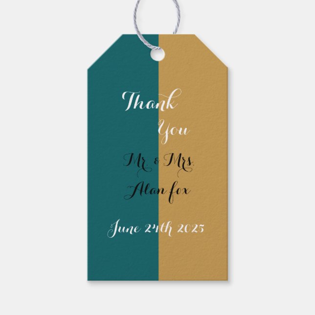 Teal And Gold Gift Tags (Front)