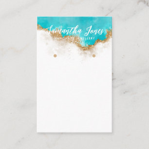  Teal and Gold Glam Jewelry Earrings Display Business Card