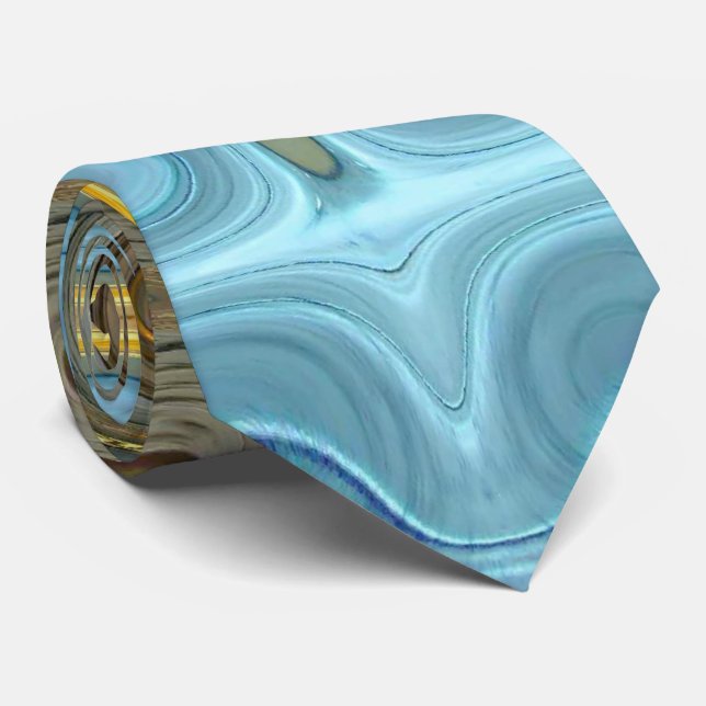 Teal and Gold Glass Blocks 2 Tie (Rolled)