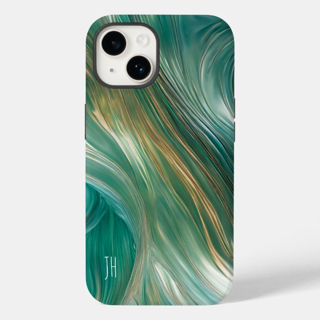 Teal and Gold Glassy Swirl Case-Mate iPhone Case (Back)