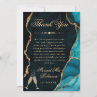 Teal and Gold Glitter Agate & Marble Wedding