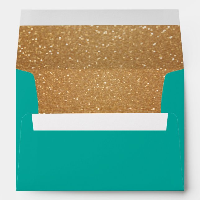 Teal and Gold Glitter Envelope (Back (Bottom))