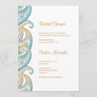 Teal and Gold Indian Paisley Bridal Shower