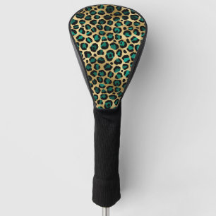 Teal and Gold Leopard Series Design 14  Golf Head Cover