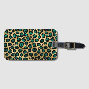 Teal and Gold Leopard Series Design 14 Luggage Tag