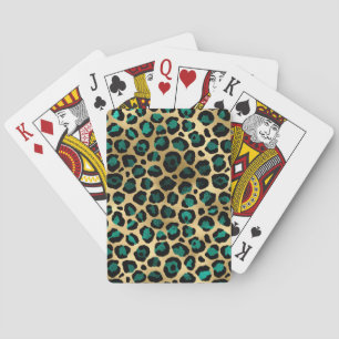 Teal and Gold Leopard Series Design 14 Playing Cards