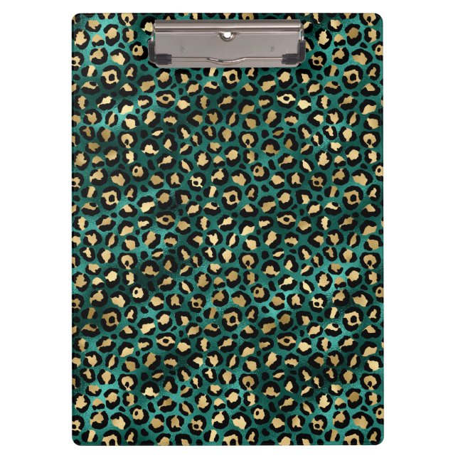 Teal and Gold Leopard Series Design 3 Clipboard (Front)