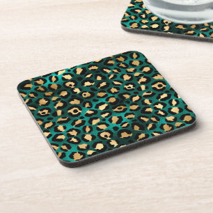 Teal and Gold Leopard Series Design 3 Coaster
