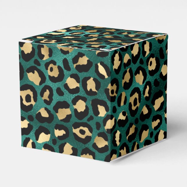 Teal and Gold Leopard Series Design 3 Favour Box (Front Side)