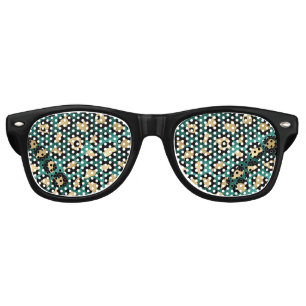 Teal and Gold Leopard Series Design 3 Retro Sunglasses
