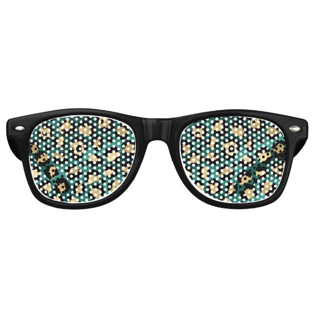 Teal and Gold Leopard Series Design 3  Retro Sunglasses (Front)
