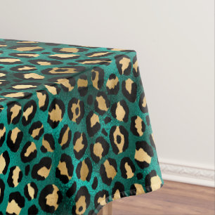 Teal and Gold Leopard Series Design 3   Tablecloth